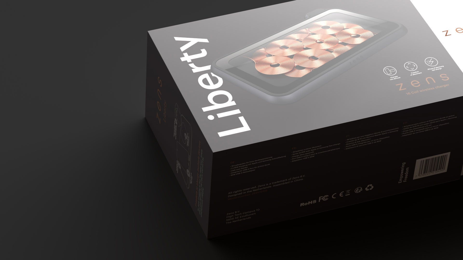 Chargeur sans fil Liberty - Édition en verre de Zens