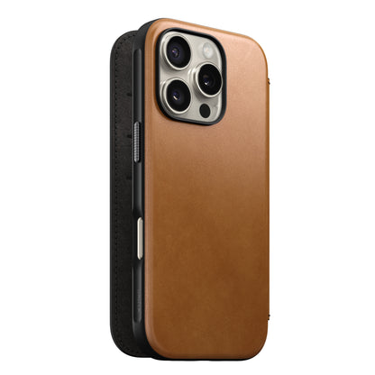 Folio en cuir Modern Leather Folio pour iPhone 16 Pro