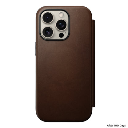 Folio en cuir Modern Leather Folio pour iPhone 16 Pro