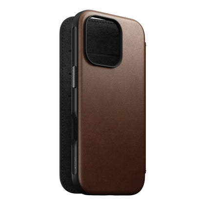 Folio en cuir Modern Leather Folio pour iPhone 16 Pro