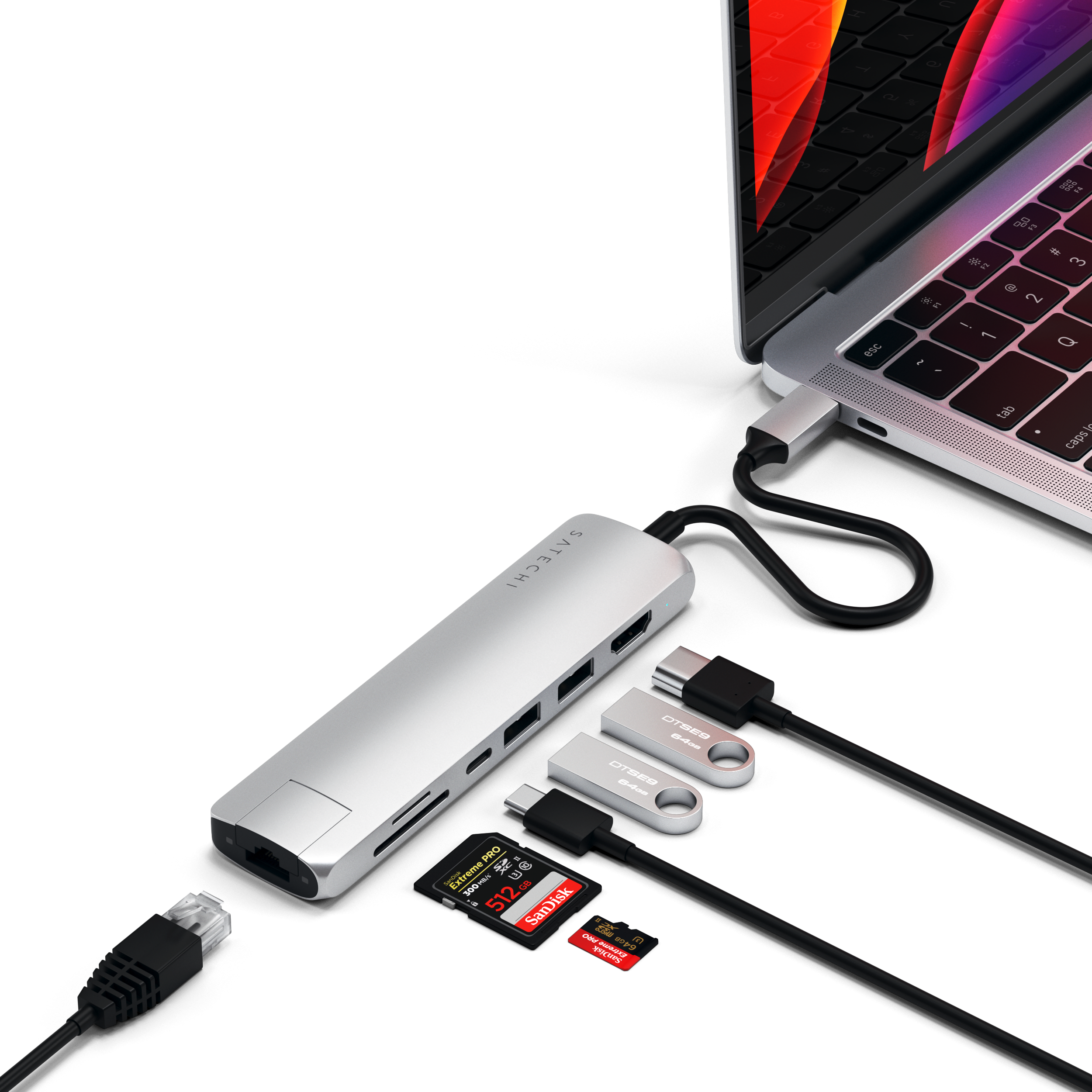 Adaptateur USB-C Slim Multi-Port avec Ethernet de SATECHI