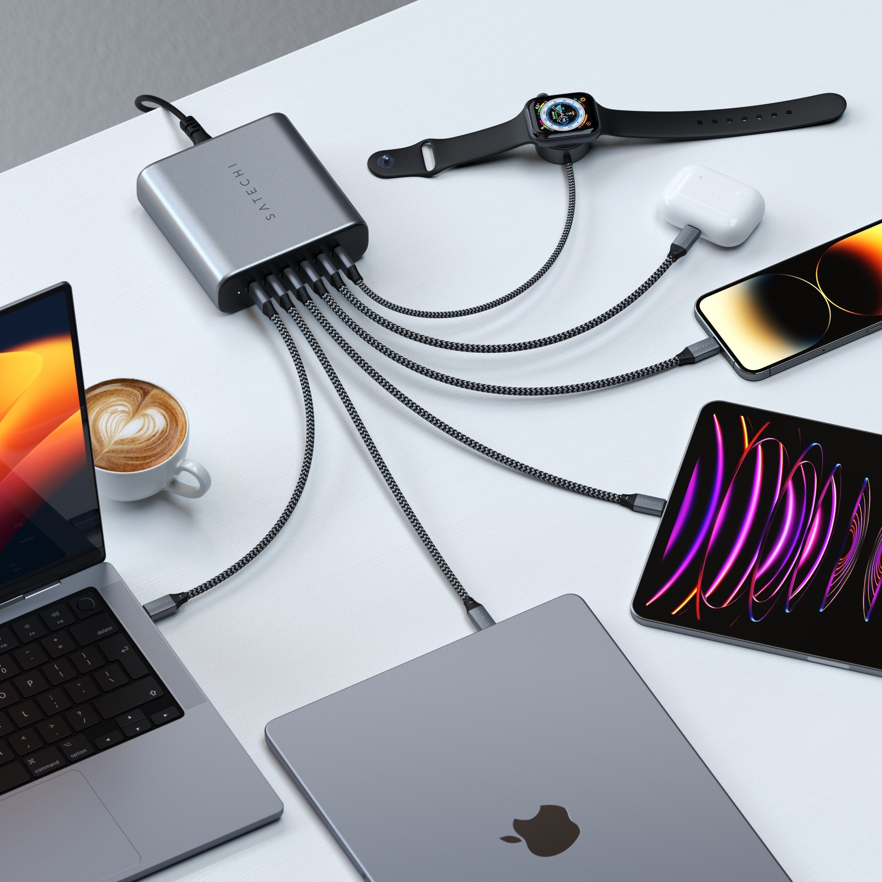 Chargeur GaN USB-C à 6 ports de 200 W de SATECHI